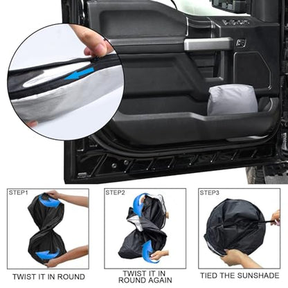 Front Windshield Sunshade fit for F150 2015-2020 UV Ray Reflector Foldable Car Shade Automotive Windshield Sunshades Ford F150 Accessories Windshield Sun Shade |Keeps Your Vehicle Cool| - size: Fit for F150 2015-2020
