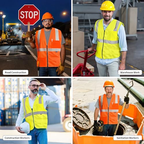 AYKRM 2 Pocket Mesh High Visibility Reflective Safety Vest for men & Women ANSI/ISEA 107 Standards - color: Yellow, size: Small