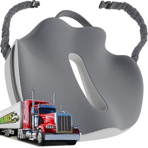 Medium Truck Seat Cushion for Truck Driver Seat Cushion - Upgraded Back Support, CertiPUR-US® Certified - Thick Memory Foam, Pain Relief for Hours of Driving, Trucker Approved Big Rig - Gray - color: Gray, size: Medium