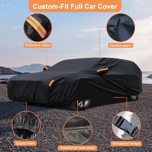 600D Waterproof Car Cover Custom Fit for Mazda MX5 Miata (1990-2025), Outdoor Car Cover Waterproof All Weather for Automobiles Sun Rain Snow Protection with Door Zipper - size: Custom Fit Mazda MX5
