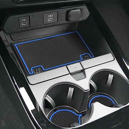 Auovo Cup Holder Insert Liners Compatible with Toyota Prius Accessories 2023 2024 2025 2026 Prius Prime Anti-dust Cup Coasters Door Pocket Mats (18pc-Set, Blue Trim) - color: Blue, size: 2023-2025