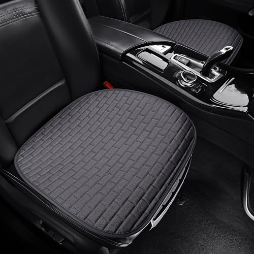 VarCozy Linen Car Seat Covers, Bottom Breathable Seat Covers for Cars for All Seasons with Non-Slip Protector, Universal Seat Covers for Cars, SUVs, Trucks - color: Grey, size: Bottom Seat Covers
