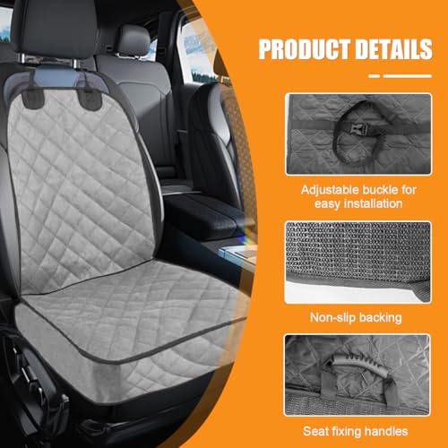 ZIMISI Dog Car Seat Cover, Waterproof & Scratch Proof Car Seat Protector with Side Flaps, Nonslip Front Car Seat Covers with Safety Belt, Universal Dog Mat for Cars, SUVs, Trucks (Grey) - color: Grey