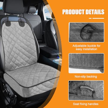 ZIMISI Dog Car Seat Cover, Waterproof & Scratch Proof Car Seat Protector with Side Flaps, Nonslip Front Car Seat Covers with Safety Belt, Universal Dog Mat for Cars, SUVs, Trucks (Grey) - color: Grey