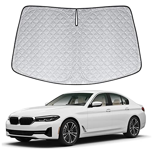 6 Layers Front Windshield Sun Shade Custom Fit for 2018-2024 BMW 5 Series, Foldable Car Sunshade with Storage Bag, Heat Reflective & UV Protection - size: 2018-2024 BMW 5 Series