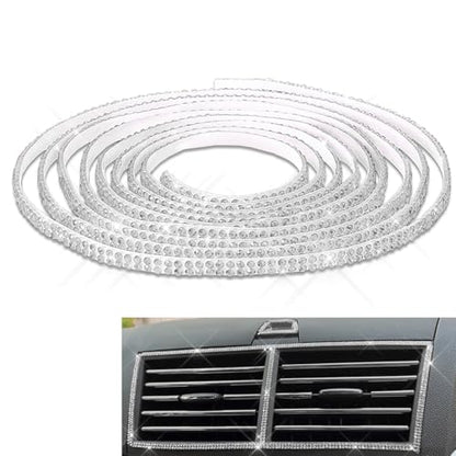 Bling Car Trim Self Adhesive Strip, 16.4Ft Crystal Rhinestone Vehicle Dashboard Line Molding Stickers, Universal Diamond Auto Interior Exterior Decor Accessories for Women Girls (White)