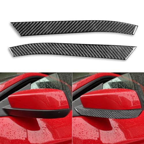 2pcs Real Soft Carbon Fiber Car Rearview Mirror Side Panel Decorative Strip Trim Sticker Compatible with Ford Mustang GT/Shelby 2009 2010 2011 2012 2013 2014 Auto Exterior Accessories Black - color: Rearview Mirror Strip Trim