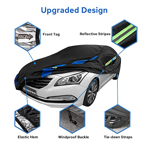 Avecrew Car Cover Waterproof All Weather for Automobiles, Outdoor Heavy Duty Full Exterior Covers for Sedan(194"-208") - size: Fit Sedan Length 194-208 Inch