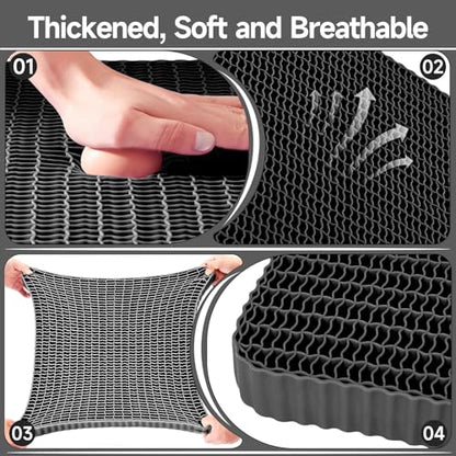Gel Seat Cushion for Long Sitting, Soft and Breathable, Seat Cushion for Back, Sciatica, Hip, Tailbone Pain Relief, Used for Office, Wheelchair, Car, Recliner, Truck, Kayak. (Black)
