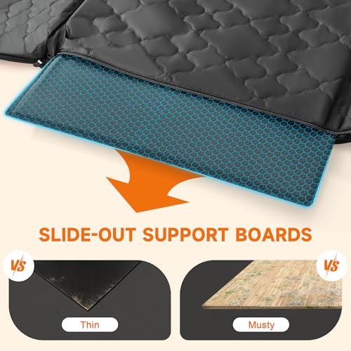 Dog Car Seat Cover for Back Seat, 600D Heavy Duty Hard Bottom Back Seat Extender for Dogs, Waterproof Scratchproof Nonslip Dog Hammock with Mesh Window, Universal Fit for Cars Trucks SUVs