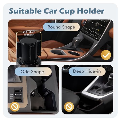OtterVerz 11 Upgraded Car Cup Holder Tray, 3 in 1 Car Cup Holder Expander Adapter, 360° Rotating Detachable 10.5" Car Food Tray Table for Eating, Road Trip Essentials, Fits Yeti/Hydro Flask 16–46oz - size: 1 cup holder + 1 tray