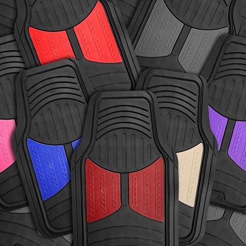 FH Group Automotive Floor Mats Purple Climaproof for All Weather Protection Universal Fit Heavy Duty Rubber fits Most Cars, SUVs, and Trucks, Full Set Trim to Fit Purple - color: Purple /Black, style: Floor Mat Set