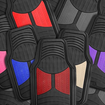 FH Group Automotive Floor Mats Purple Climaproof for All Weather Protection Universal Fit Heavy Duty Rubber fits Most Cars, SUVs, and Trucks, Full Set Trim to Fit Purple - color: Purple /Black, style: Floor Mat Set