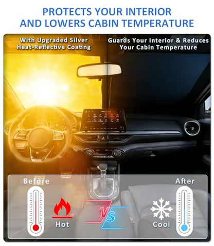 Windshield Sun Shade for 2025 2026 KIA K4 Accessories, Car Front Window Sun Visor & Heat Shield | 240T Sunshade Protection Blocks UV Rays Keep Your Car Cooler - size: For | Kia K4 2025-2026
