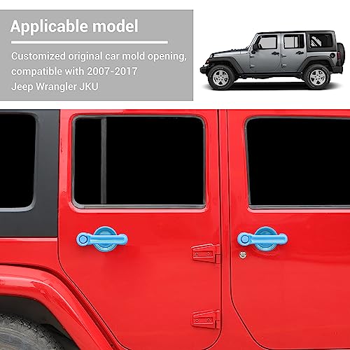Exterior Door Handle Cover Tailgate Handle Cover Recess Guard Compatible with 2007-2017 Jeep Wrangler JK JKU Sports Sahara Freedom Rubicon Unlimited, Light Blue, 15PCs - color: Light Blue