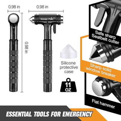 Car Window Breaker, Automotive Safety Hammer with Seatbelt Cutter, 3-in-1 Emergecy Escape Tool Car Metal Window Breaker Seatbelt Cutter, Aluminium Alloy Glass Breaker Hammer(Black 2Pack) - color: Black, size: 2 Pack