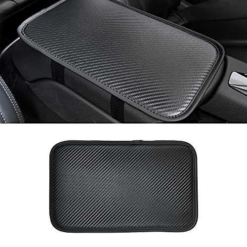 8sanlione Leather Center Console Cushion Pad, 11.4"x7.4" Waterproof Armrest Seat Box Cover Fit for Most Cars, Vehicles, SUVs, Comfort, Car Interior Protection Accessories (Black/Carbon Fiber) - color: Black/Carbon Fiber