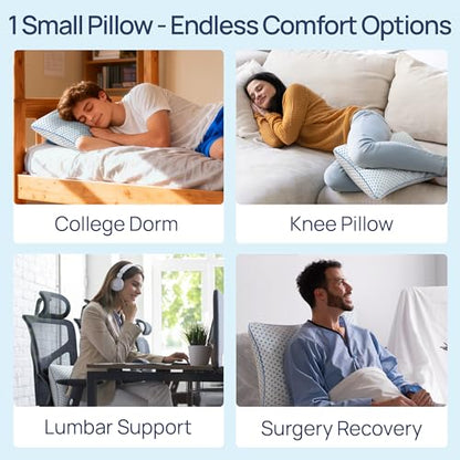 Cooling Shredded Memory Foam Travel & Camping Pillow Large, Adjustable College Dorm Pillow for Home-Like Comfort,Compressible Portable & Medium Firm Neck Support, Ideal Sleeping, Car, Airplane - size: L - 23 x 16 Inch