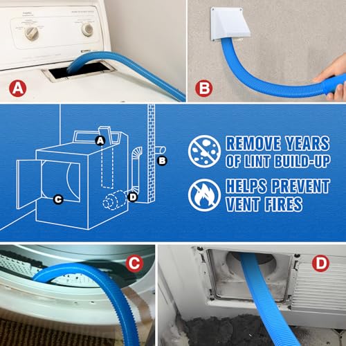 Sealegend Dryer Vent Cleaner Kit Vacuum Hose Attachment Compatible with Most Vacuum Cleaner, Quickly Lint Remover Cleaning Supplies - color: Blue