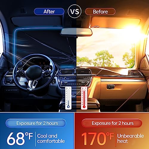 2026 Windshield Sun Shade Umbrella, Foldable Car Umbrella Sunshade with UV Block Car Front Window (Heat Insulation Protection) for Auto Windshield Covers Blackout Trucks Cars (Large) - size: Large