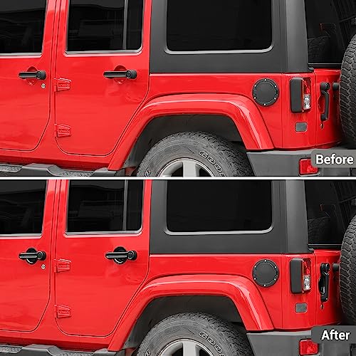 Exterior Door Handle Cover Tailgate Handle Cover Recess Guard Compatible with 2007-2017 Jeep Wrangler JK JKU Sports Sahara Freedom Rubicon Unlimited, Black, 15PCs - color: Black