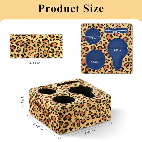 Luxspire Couch Cup Holder Tray, Couch Cup Holder Pillow with 4 Holes, Side Pocket and Handle, Couch Caddy Pillow for Phone/Drinks/Remote Control/Snacks, Leopard Print - color: Leopard Print