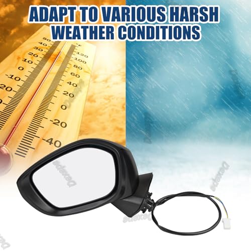 Driver Side Mirror Assembly Compatible with Honda Civic 2022-2025 Non-heated Power Adjustable Glass Manual Folding Replace 76258T20A01 HO1320350 Black (3Pin Left) - style: 3pin Left