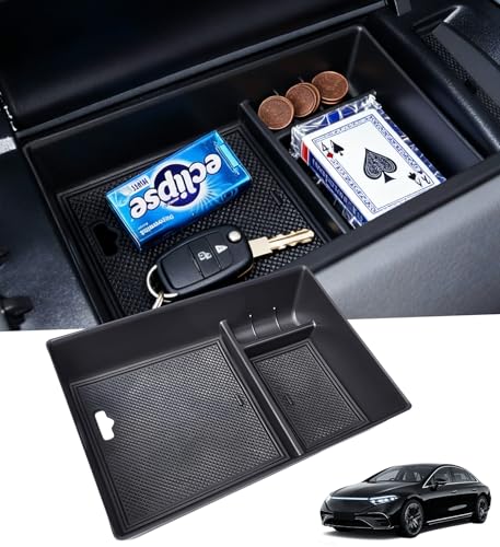 Center Console Organizer Tray Storage Box for Mercedes Benz EQS 450+ 400 580 AMG SUV/EQE 350 350+ 500, Interior Accessories Insert Tray Storage Box for 2026 2025 2024 2023 EQS/EQE, Black - style: 1) Fits for 2023-2026 EQS/EQE, Center