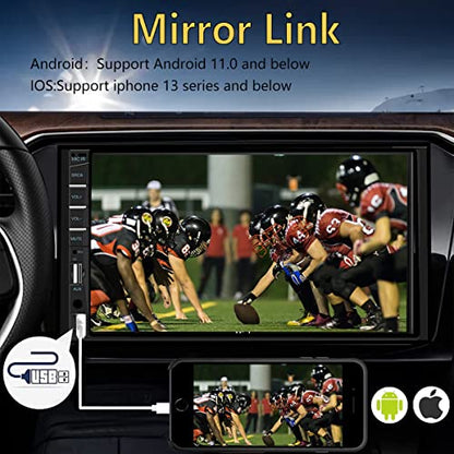 Naifay Double Din Car Stereo Compatible with Apple Carplay and Android Auto, 7 inch HD Touchscreen Car Radio Car Audio Receivers, Bluetooth, Backup Camera, Mirror Link, USB/AUX/TF/Subwoofer, FM Radio - color: with CarPlay & Android Auto