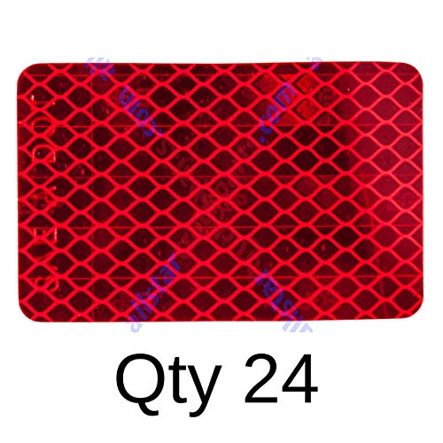 All Star Truck Parts Amber/Red 2x3 Rectangle High Visibility Reflective Stick-On Prism Reflector DOT-SAE Strong Weatherproof Trailer Camper RV Flatbed Fender Property Boat Marine Sign (Red, Qty 24) - color: RED, size: 24 PACK
