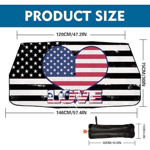 American Flag Heart Car Windshield Sun Shade Umbrella Car Windshield Foldable Car Umbrella Sun Shade Cover Car Visor Car Umbrella for SUV Truck Cars Sunshade - color: American Flag Heart
