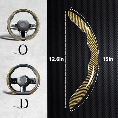Carbon Fiber Steering Wheel Covers 3 Piece Clip on Steering Wheel Cover (Yellow) - color: Yellow