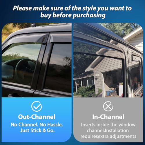 Nilight Window Visor Rain Guards for Dodge Durango 2011-2023 2024 2025 2026, Out-Channel Window Deflectors Vent Visors for Rainy Weather, Sun Protection & Ventilation, Smoke Tinted, 4PCS