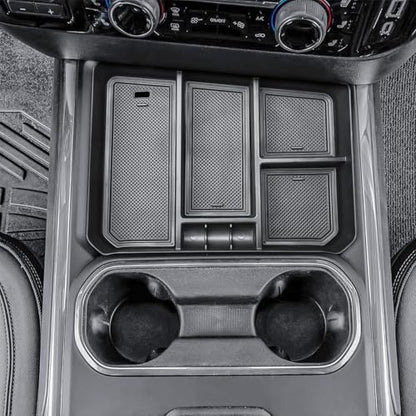 HGWEI Center Console Organizer Compatible with 2024-2026 Chevy Silverado 2500 HD/3500HD Interior Accessories, Armrest Compartment Divider Insert Storage Tray (Fit Full Console w/Bucket Seats Only)