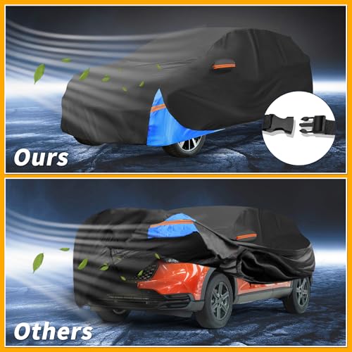 Waterproof All-Weather Universal Car Cover with Right Side Zipper, 190T Polyeste Black Blue Fits for SUV Up to 181" Length - size: Fit for Suv Length Up to 181"