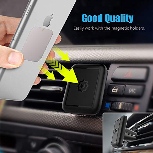 Mount Metal Plate with Adhesive for Magnetic Cradle-Less Mount - X4 Pack 2 Rectangle and 2 Round (Compatible with Magnetic mounts) (Silver) - color: Silver
