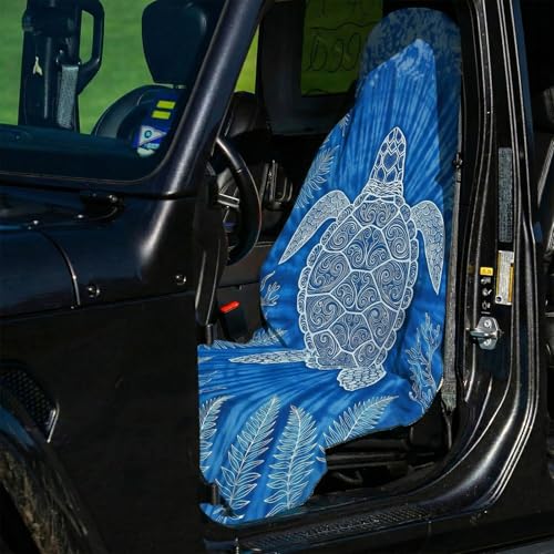 2 Pack Car Seat Towel Covers, Sweat-Proof Microfiber Seat Protectors for Gym, Running, Beach & Workout, Breathable Quick-Dry, Machine Washable, Blue Sea Turtle Print, Universal Fit - color: Blue Sea Turtle
