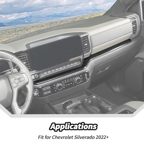 JeCar for Silverado Carbon Fiber Interior Center Console Dash Panel Cover Trim for 2022 2023 2024 2025 2026 Chevrolet Chevy Silverado 1500