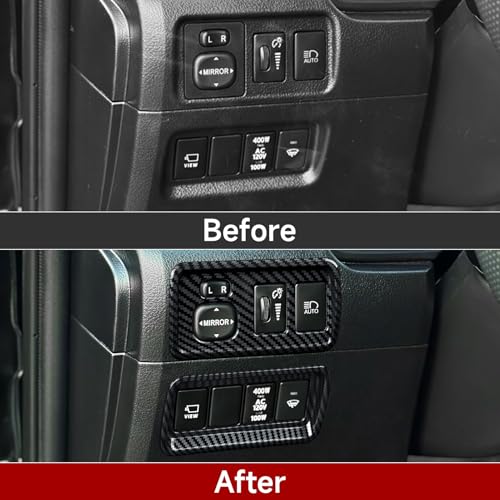 Car Carbon Fiber Decal Headlight Switch ABS Sticker Cover Interior Trim Accessories for Toyota 4Runner SUV 2010-2025 Black - color: Headlight Switch
