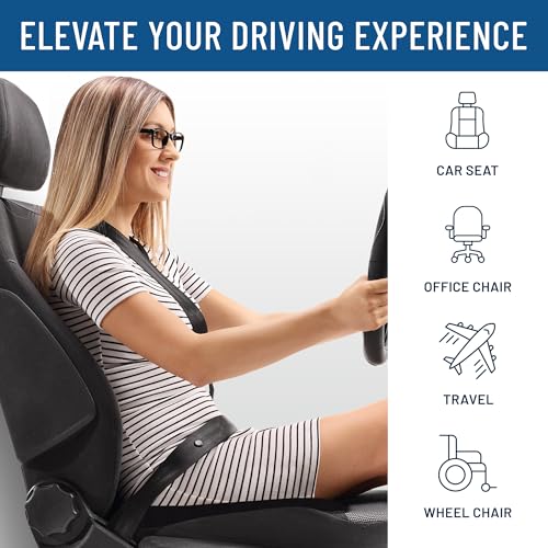 Everlasting Comfort Car Seat Cushion for Driving - Wedge Car Cushion for Office, Travel, Gaming Chair Memory Foam Driver Booster for Short People, Non-Slip, Washable Cover, Back & Sciatica Relief - size: Medium