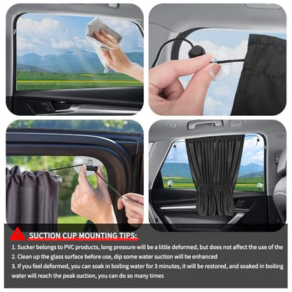 2PCS Car Window Shades,Suction Cup Mount Car Side Window Sun Shade for Sun Protection,Universal Window Covers for Privacy CCar Accessories Interior for Most Cars Trucks SUVs