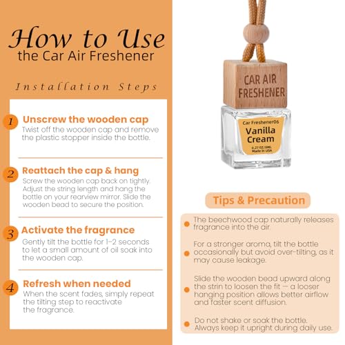 Car Air Freshener Hanging Diffuser – Long-Lasting Essential Oil Scent (Up to 60 Days) – Non-Toxic & Eco-Friendly – 2-Pack Auto Fresheners Made in USA - color: Square Bottles