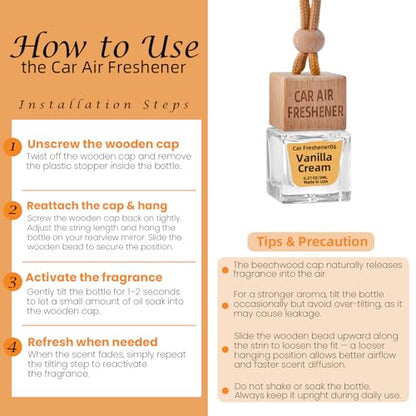 Car Air Freshener Hanging Diffuser – Long-Lasting Essential Oil Scent (Up to 60 Days) – Non-Toxic & Eco-Friendly – 2-Pack Auto Fresheners Made in USA - color: Square Bottles