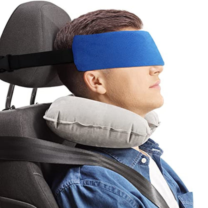 JenPen 2 Sets Headrest Travel Pillow Neck Pillow for Airplane Travel Functional Head Straps Neck Brace for Sleeping on Airplane Car(Blue) - color: Blue