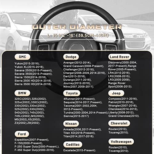 SEG Direct Car Steering Wheel Cover for F-150 Tundra Range Rover 15.5-16 inch, Black and Beige Microfiber Leather - color: Black and Beige, size: Large size[15 1/2''-16'']