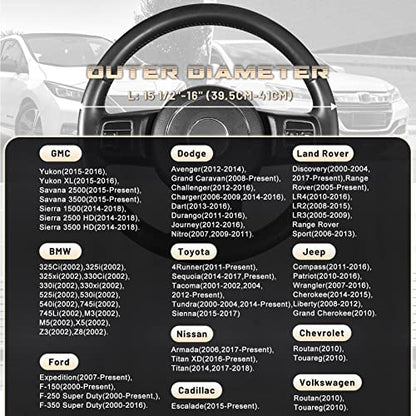 SEG Direct Car Steering Wheel Cover for F-150 Tundra Range Rover 15.5-16 inch, Black and Beige Microfiber Leather - color: Black and Beige, size: Large size[15 1/2''-16'']
