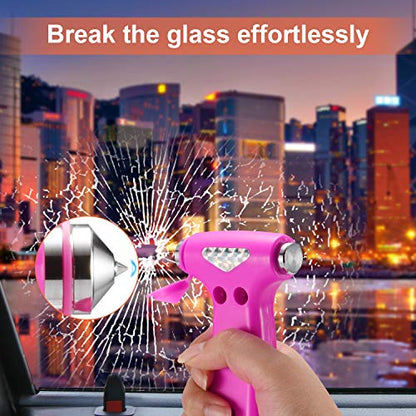 THINKWORK Car Safety Hammer for Teen Girl and Lady's Gifts, 2 Pack Three-in-One Emergency Escape Tool with Window Breaker and Seat Belt Cutter, Safety Emergency Car Escape Tool for Family, Children - color: 2-pink