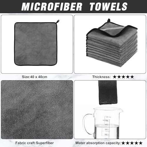 Tallew 40 Pcs Microfiber Towels:16"x16" Microfiber Drying Towels Bulk Micro Fiber Car Cleaning Cloth for Cars Drying Washing Polishing Office Windows Cleaning Household Supplies (Gray) - color: Gray