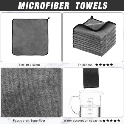 Tallew 40 Pcs Microfiber Towels:16"x16" Microfiber Drying Towels Bulk Micro Fiber Car Cleaning Cloth for Cars Drying Washing Polishing Office Windows Cleaning Household Supplies (Gray) - color: Gray