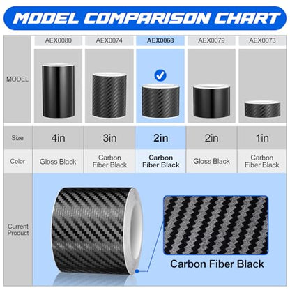 Spurtar Carbon Fiber Wrap Black Vinyl Wrap for Cars, 2 Inch x 20 ft Universal Chrome Delete Dry Carbon Fiber Tape Car Door Edge Guards Vehicle Detailing Tape Overlay Vehicle Exterior Accessories - size: 2 Inch x 20 ft